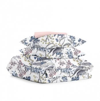 Постельное белье двуспальное Cosas 180х220 см Синий/Розовый FlowersYard_El160-Rose_180