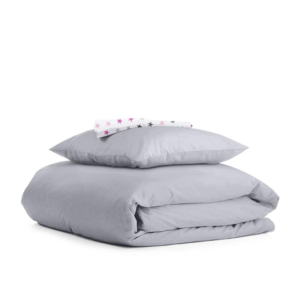 Детское постельное белье в кроватку Cosas 110х140 см Серый Ranfors_Grey_StarsGreyRose_140 Детское постельное белье в кроватку Cosas 110х140 см Серый Ranfors_Grey_StarsGreyRose_140