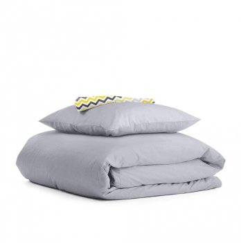 Детское постельное белье в кроватку Cosas 110х140 см Серый/Желтый Ranfors_Grey_ZigGreyYellow_140