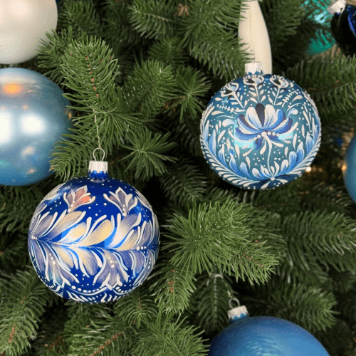 Новогодний шар на елку Santa Shop Квіти щастя Голубой 10 см 4820001154269