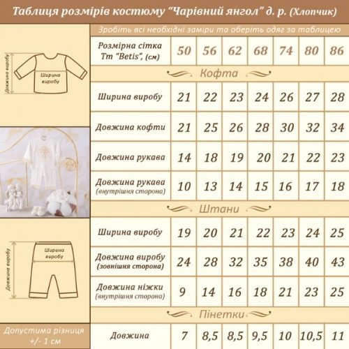 Костюм Чарівний янгол длинный рукав Бетис 27681667 молочно-золотой