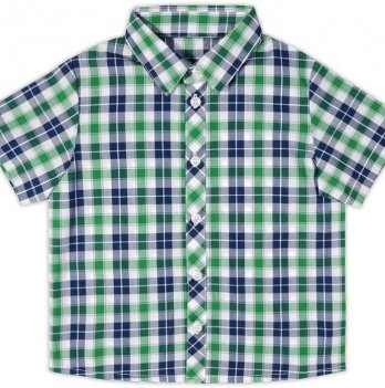 Рубашка для мальчика Garden baby, с коротким рукавом, сине-зеленая клетка, 30003-38 