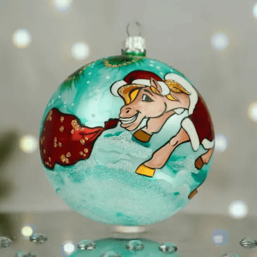 Новогодний шар на елку Santa Shop Символ года 2026 Під ялинкою Бирюзовый 10 см 4820001180398