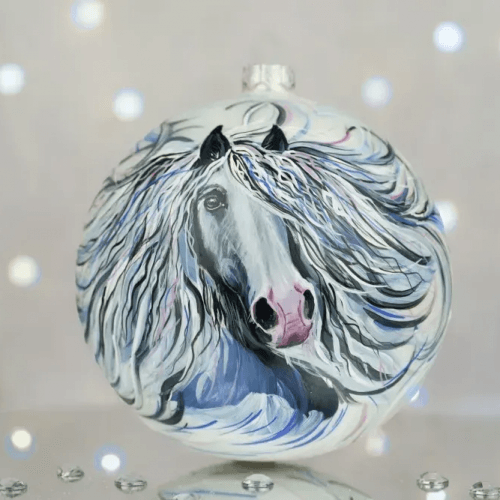Новогодний шар на елку Santa Shop Символ года 2026 Мрія Белый/Голубой 12 см 4820001179835