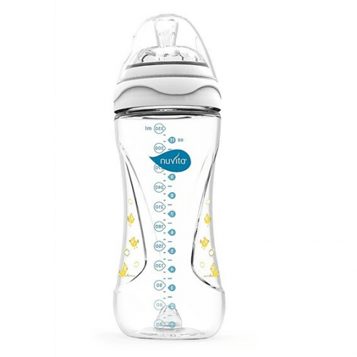 Бутылочка для кормления Nuvita Mimic 4м+, 330мл, антиколиковая, белая