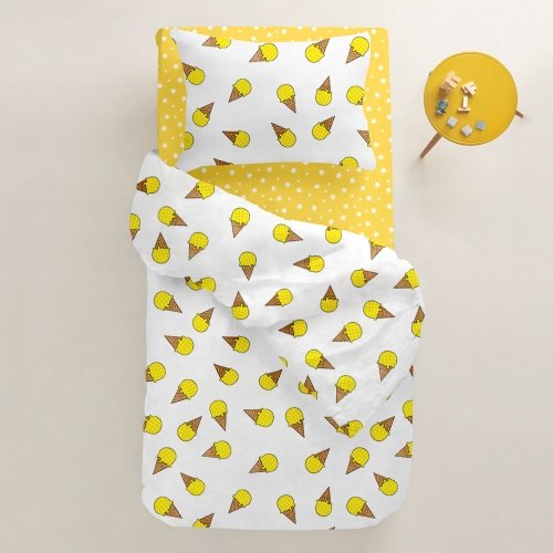 Детское постельное белье в кроватку Cosas 110х140 см Белый/Желтый IcecreamYellow_Starfall_140