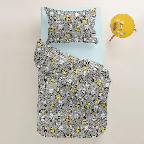 Детская наволочка на подушку Cosas 40х60 см Серый/Желтый RobotsMinionsGrey_40