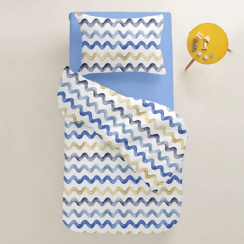 Детская наволочка на подушку Cosas 40х60 см Белый/Синий/Желтый WaveBlueBeige_40
