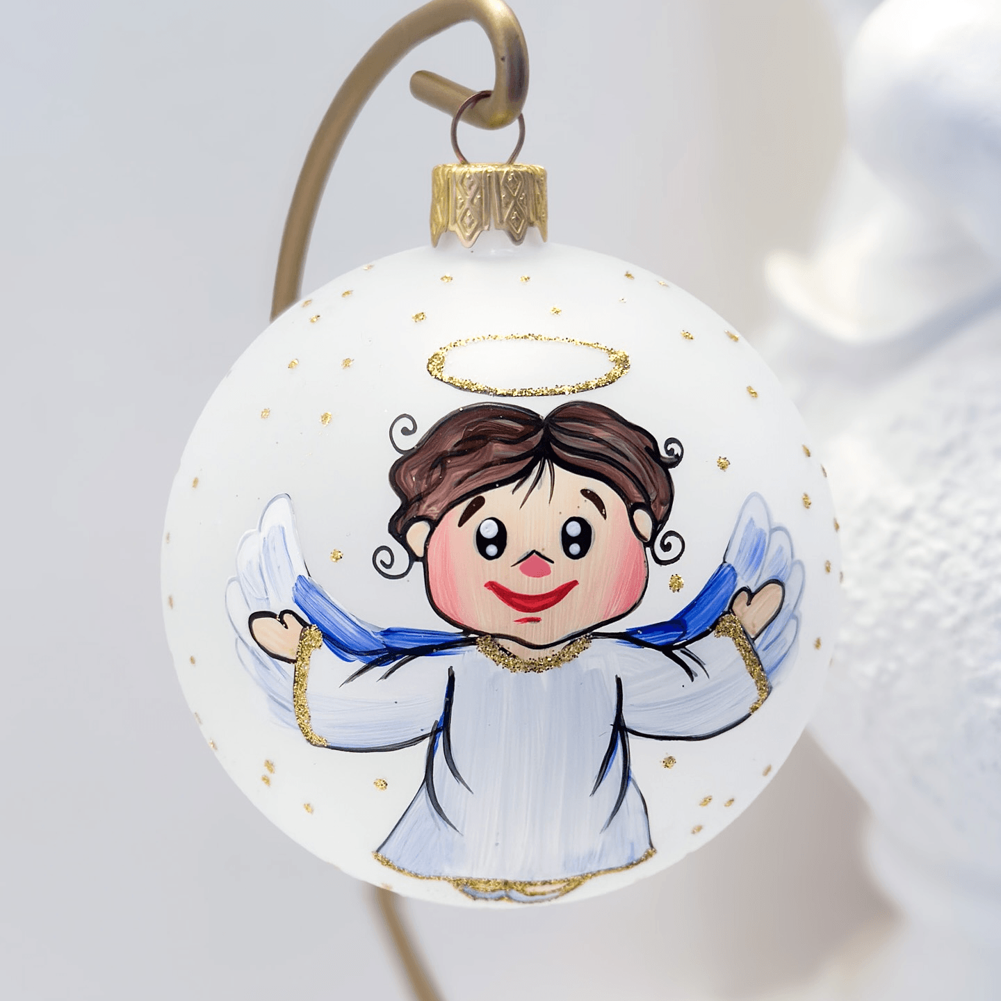 Новогодний шар на елку Santa Shop Ангелики-діти Благовісник Прозрачный/Матовый 8,5 см 4820001112535