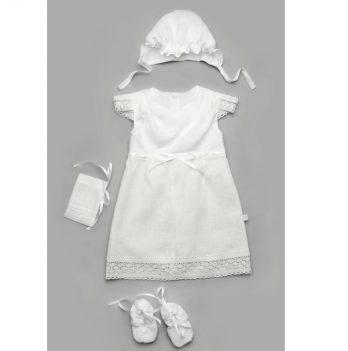 Крестильный комплект для девочки Модный карапуз, без крыжмы, белый