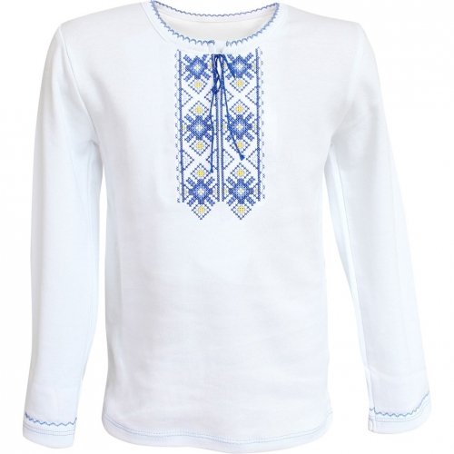 Вышиванка для мальчика Ladan 1 - 8 лет Интерлок Белый/Синий VD1