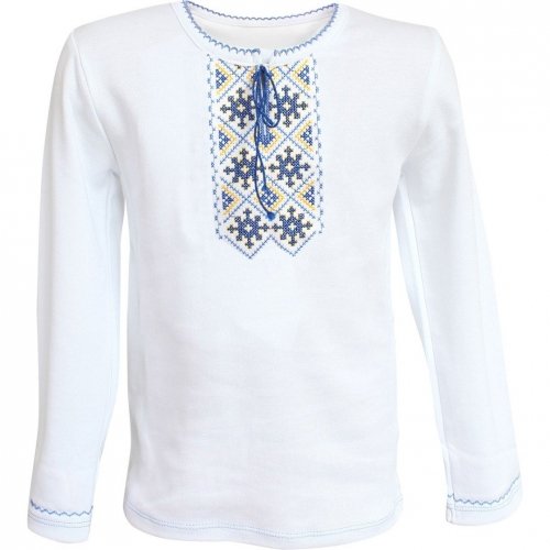 Вышиванка для мальчика Ladan 1 - 8 лет Интерлок Белый/Голубой VD1