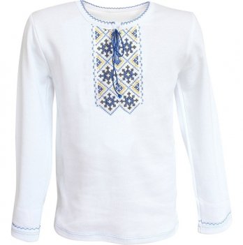 Вышиванка для мальчика Ladan 1 - 8 лет Интерлок Белый/Голубой VD1