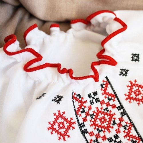 Футболка вышиванка детская Ladan 2 - 8 лет Интерлок Белый/Красный/Черный VD2