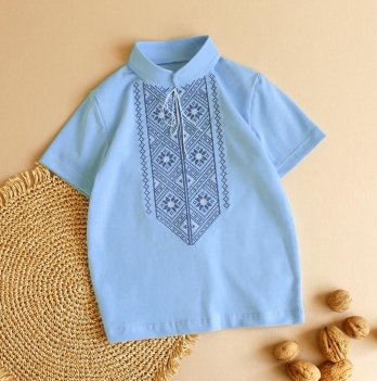 Вышиванка для мальчика Ladan 2 - 5 лет Стрейч-кулир Светло-голубой VD5