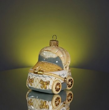 Елочная игрушка Rizdviani Istorii Візочок Желтый 9 см 4820001179811