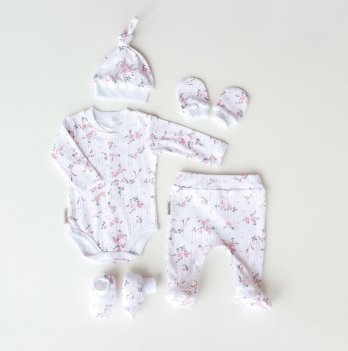 Набор одежды для новорожденных Magbaby Wind Цветы 0-3 мес Белый/Розовый 105317