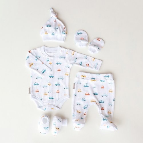 Набор одежды для новорожденных Magbaby Wind Машинки 0-3 мес Белый/Голубой 105315
