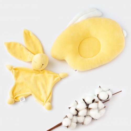 Набор для новорожденного ELA Textile&Toys Подуша и игрушка для сна Зайчик Желтый KPS001YELLOW