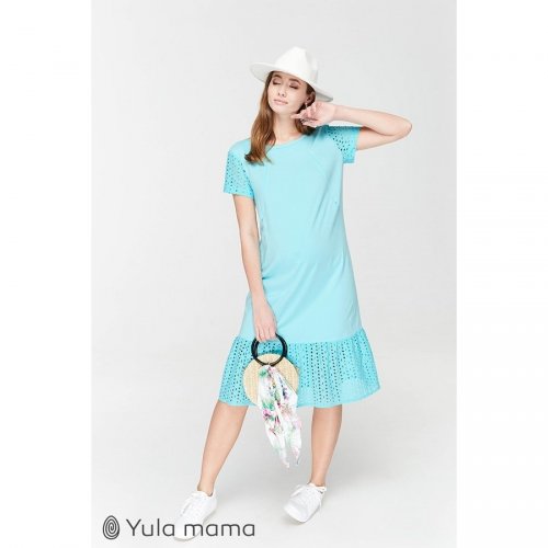 Платье-футболка для беременных и кормящих мам Юла мама, ментоловое