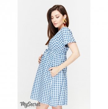 Платье для беременных и кормящих мам MySecret, из тонкого джинса, в клеточку Размер М